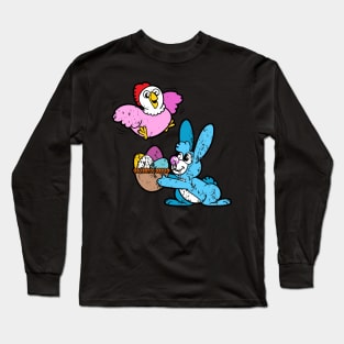 Retro Vintage Grunge Easter Bunny Long Sleeve T-Shirt